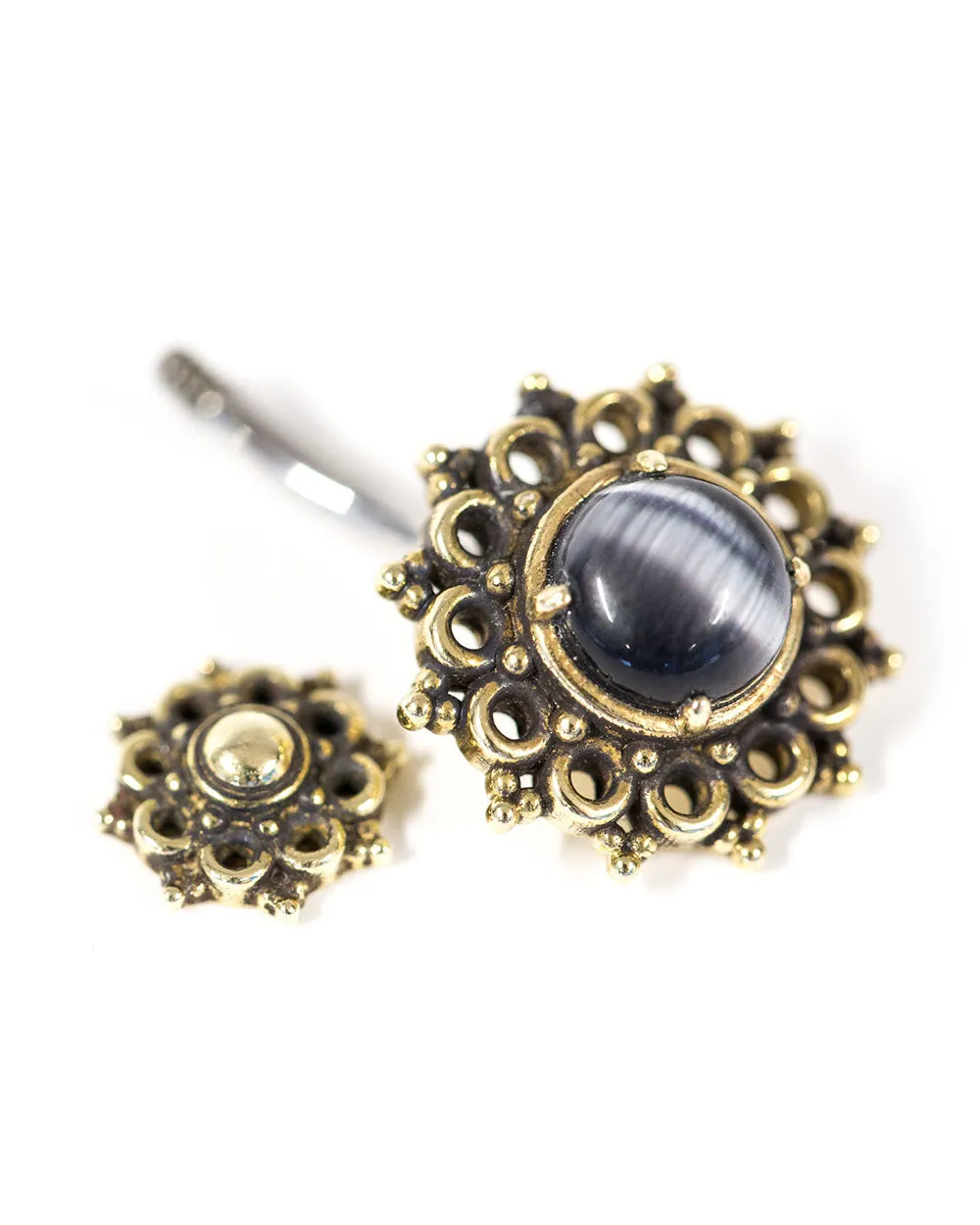 14 Gauge | Brass Floral Navel Curved Barbell