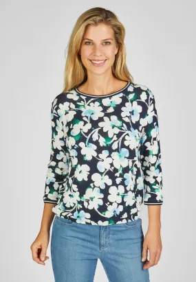 214353- 3/4 Sleeve Floral Print Top- Rabe