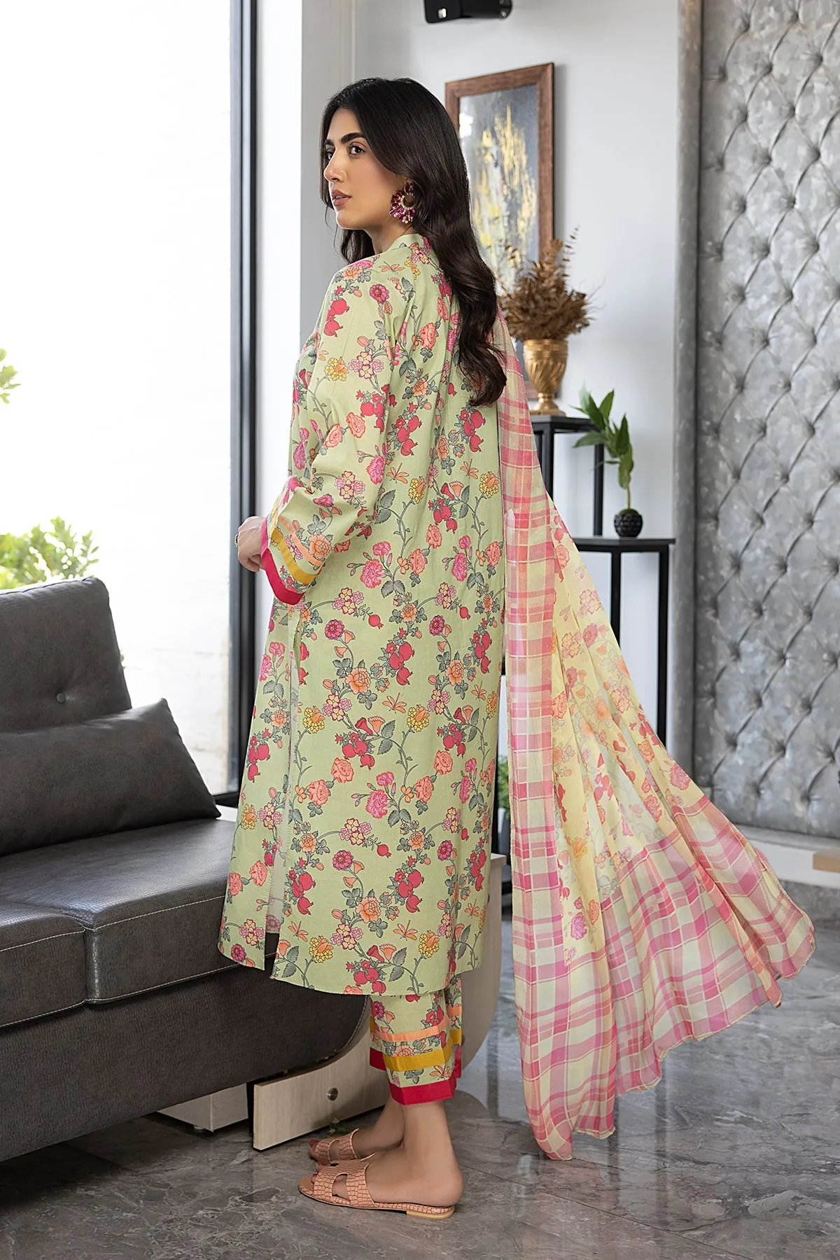 3-Pc Lawn Digital Printed Shirt With Straight Trouser and Bamber Chiffon Dupatta CPM23-73