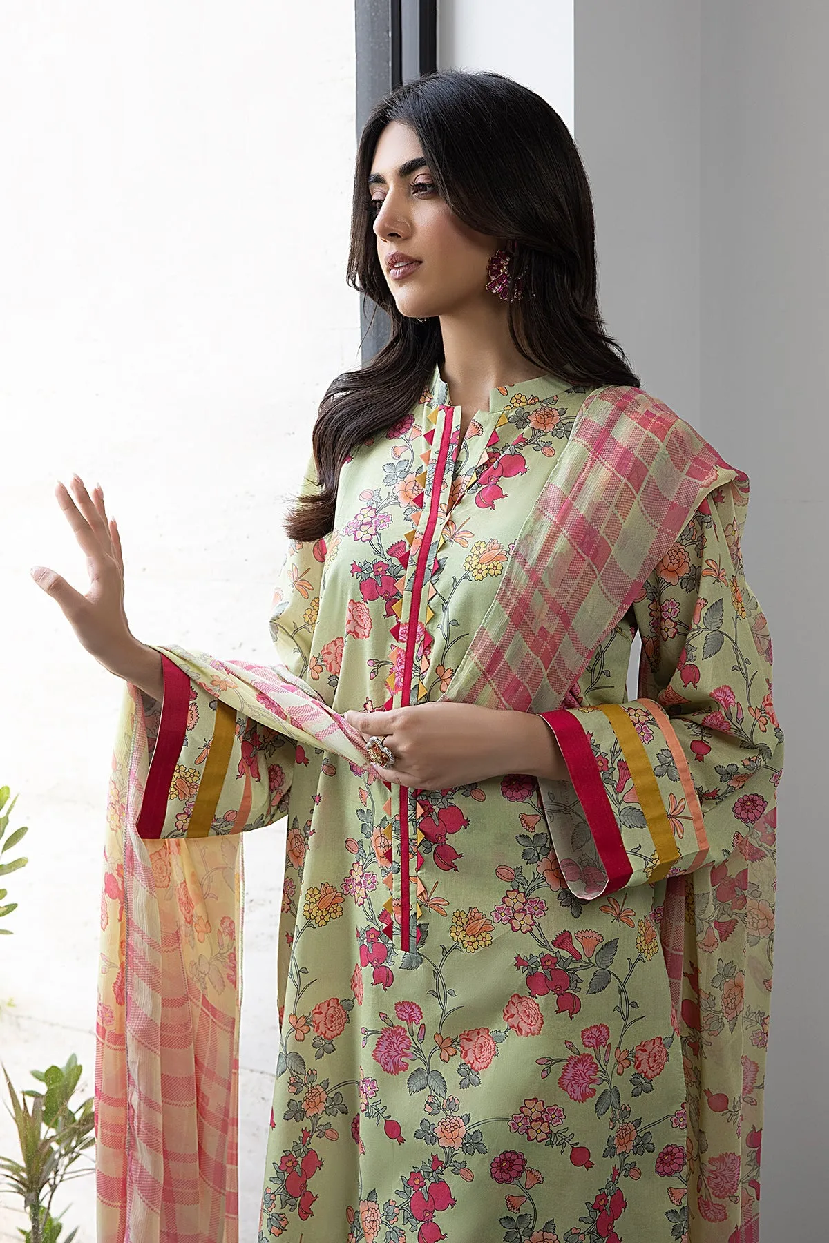 3-Pc Lawn Digital Printed Shirt With Straight Trouser and Bamber Chiffon Dupatta CPM23-73