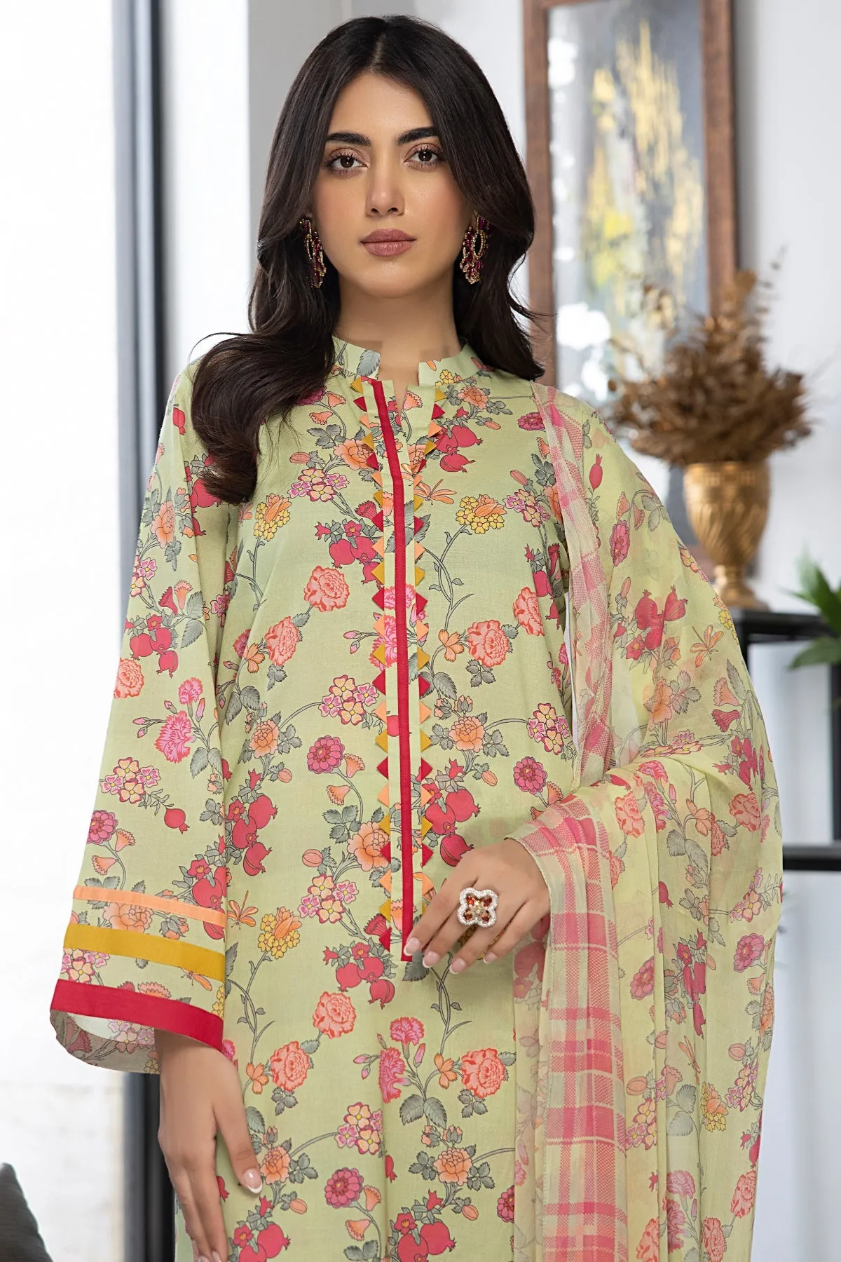 3-Pc Lawn Digital Printed Shirt With Straight Trouser and Bamber Chiffon Dupatta CPM23-73