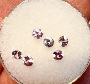 .85 TCTWT. 6 MATCHING PINK /PURPLE C/C SAPPHIRES 3MM. UNHEATED