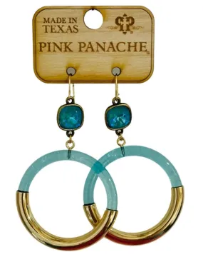 Aqua & Bronze Hoop Earrings - Pink Panache