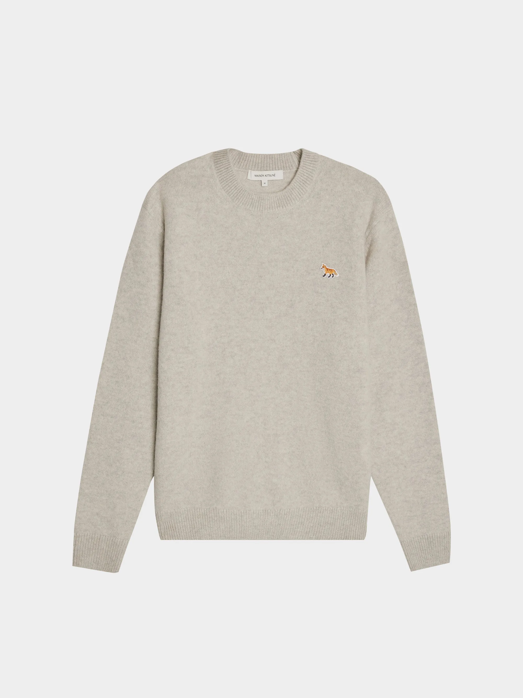 Baby Fox Patch Regular Jumper, Light Grey Melange