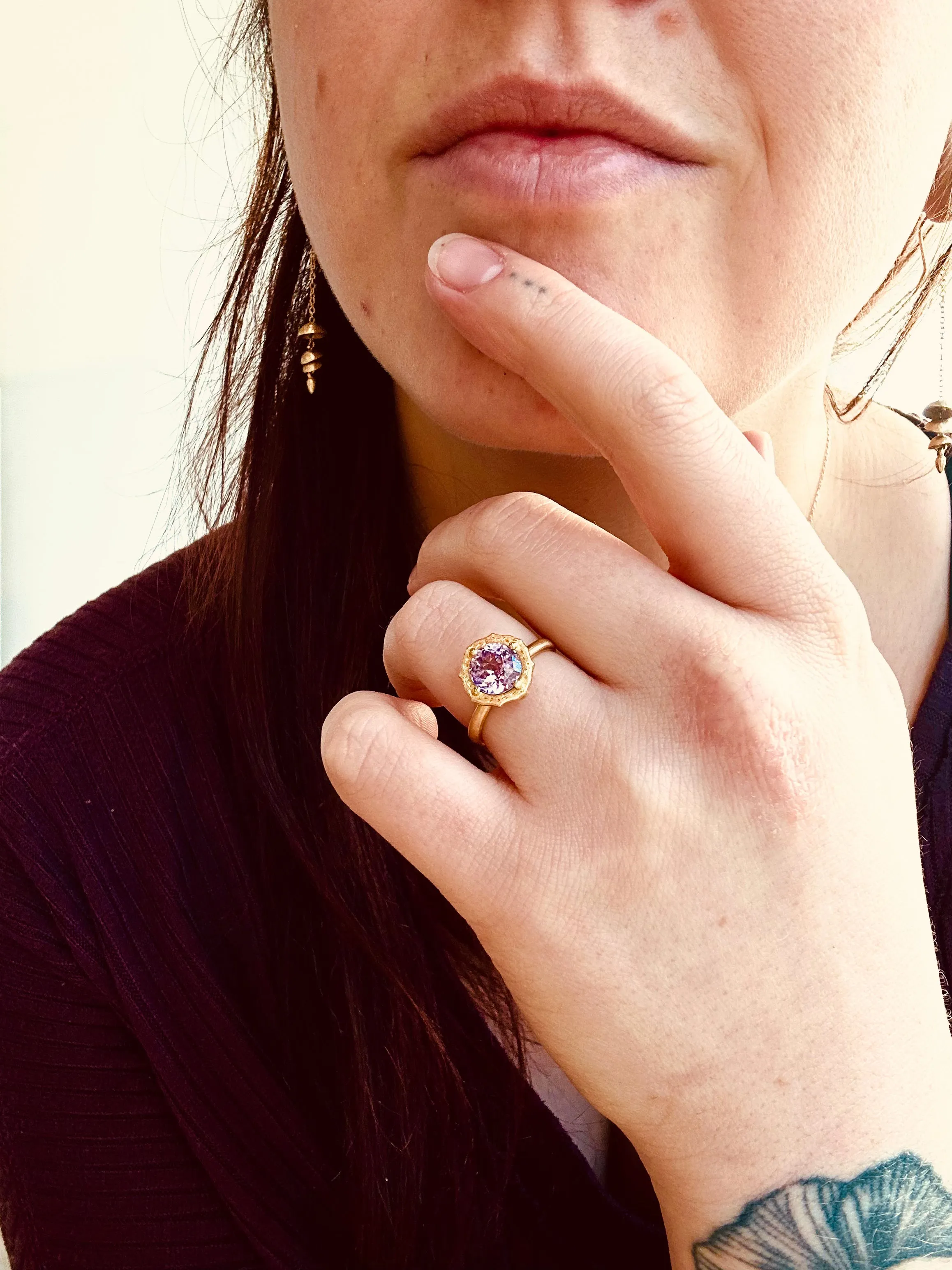 Bi-Color Purple Sapphire Lotus Ring