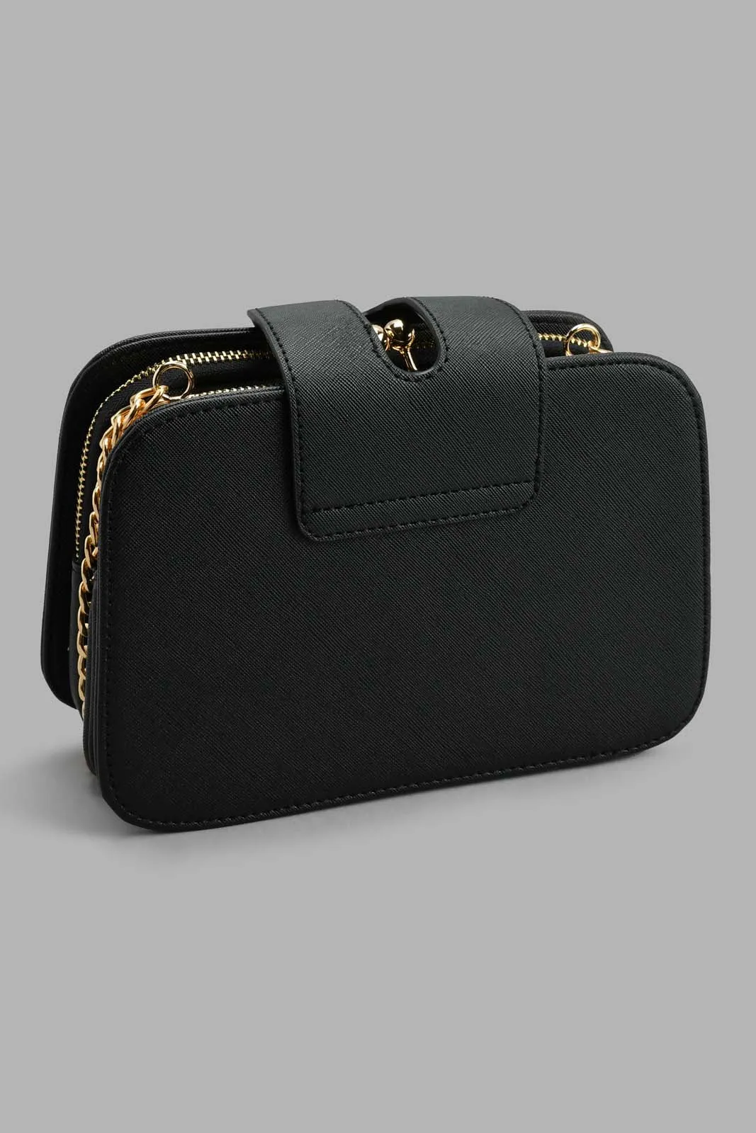 Black Textured Cross Body Bag