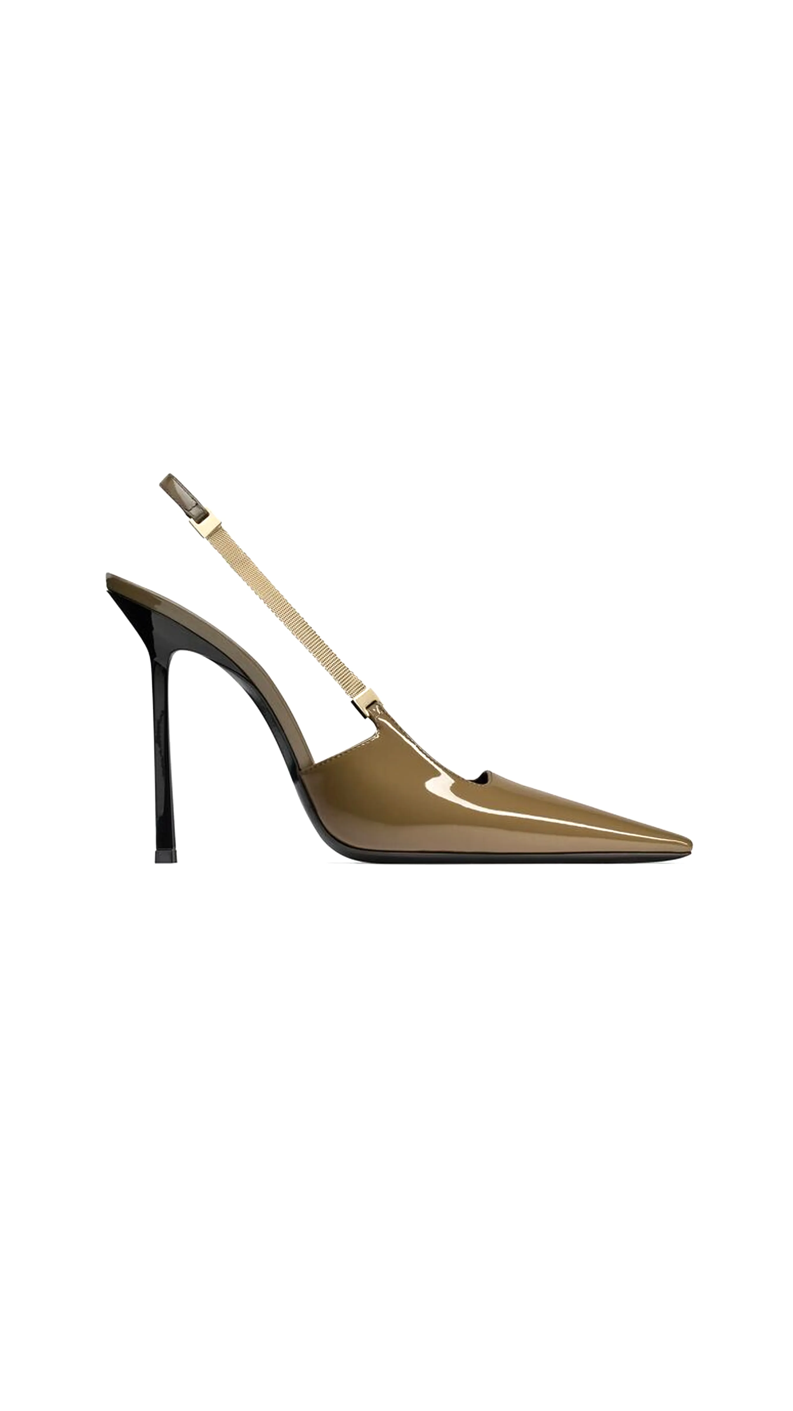 Blake Slingback Pumps In Patent Leather - Deep Khaki