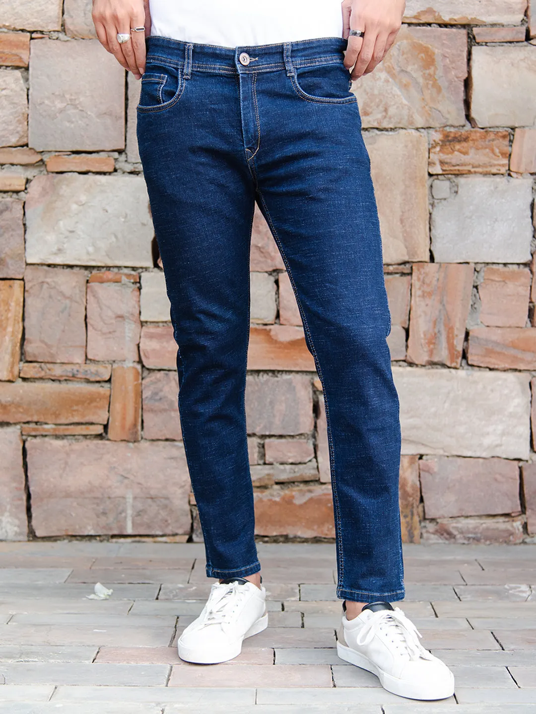 Blue Ankle Fit Denim Jeans