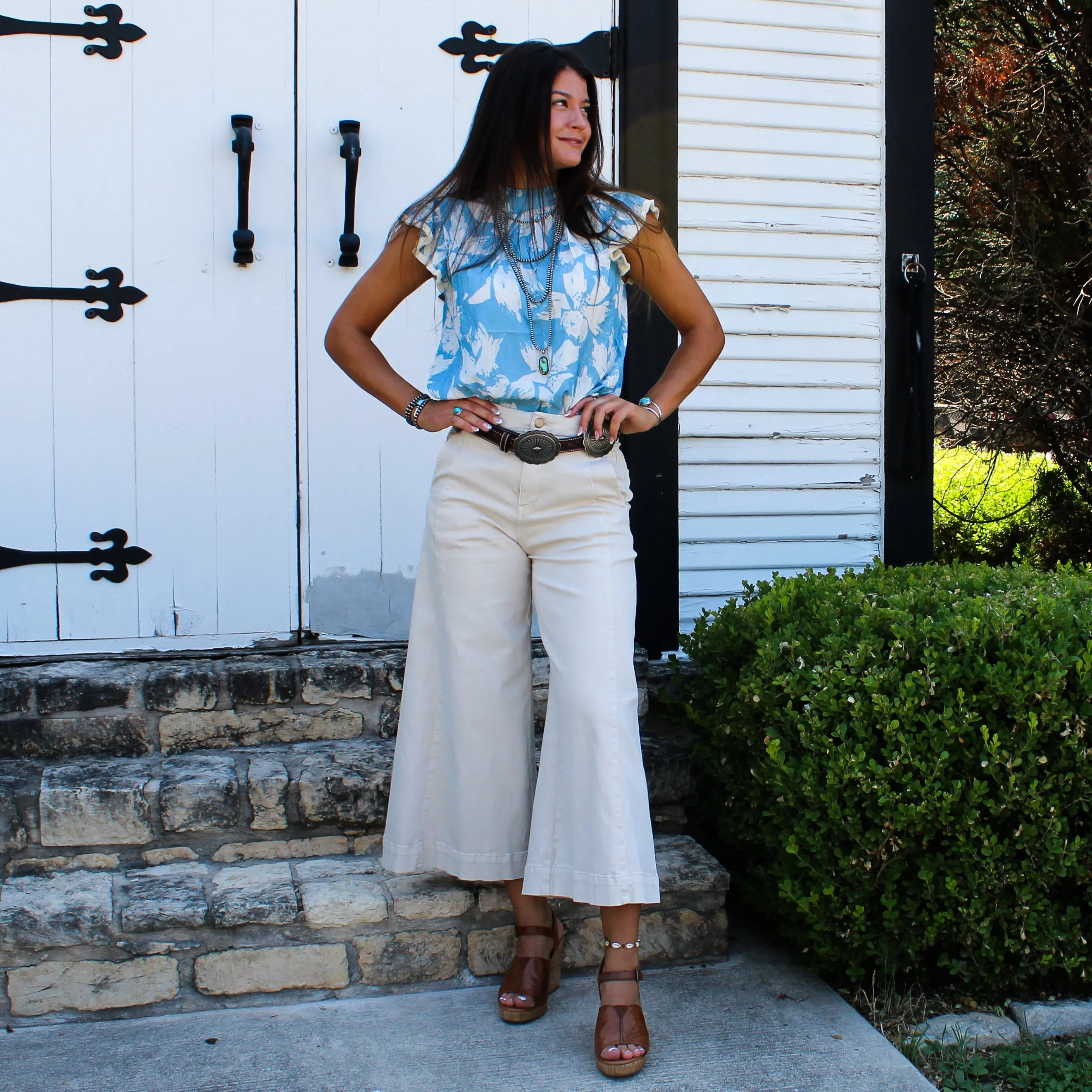 Blue Fringe Trim Top