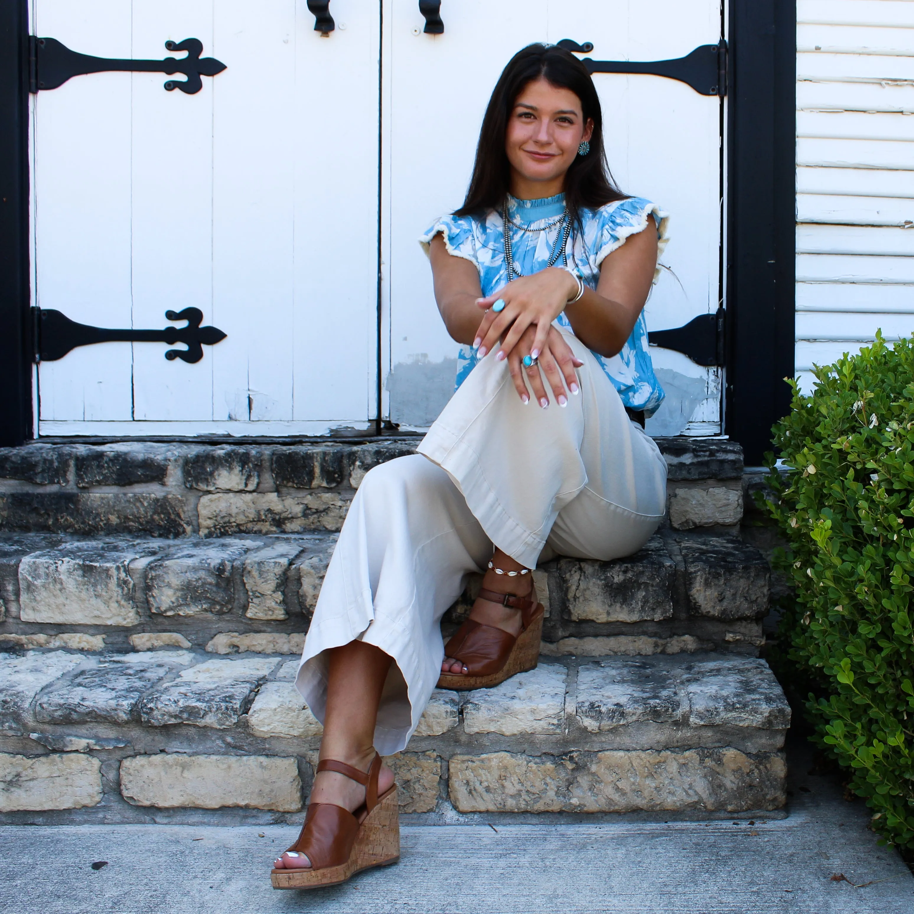 Blue Fringe Trim Top