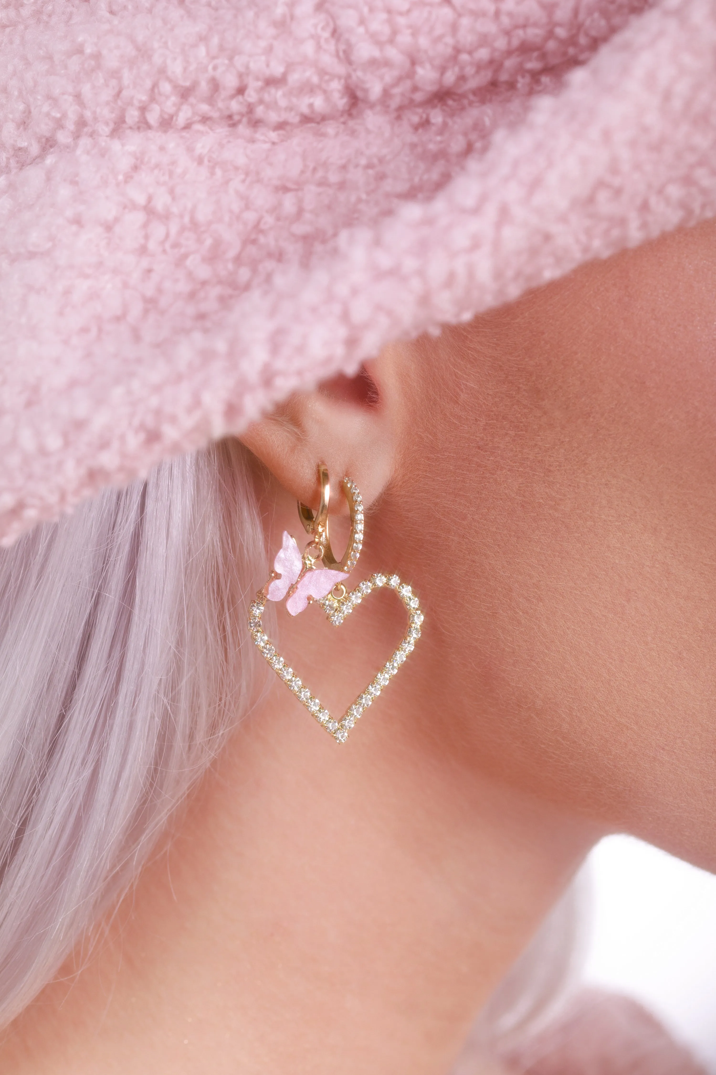 Blush Butterfly Huggie Earrings