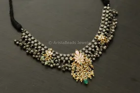 Blush Pink Pachi Kundan Oxidized Necklace