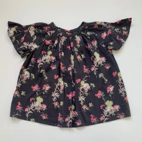 Bonpoint Black Floral Print Blouse: 4 Years