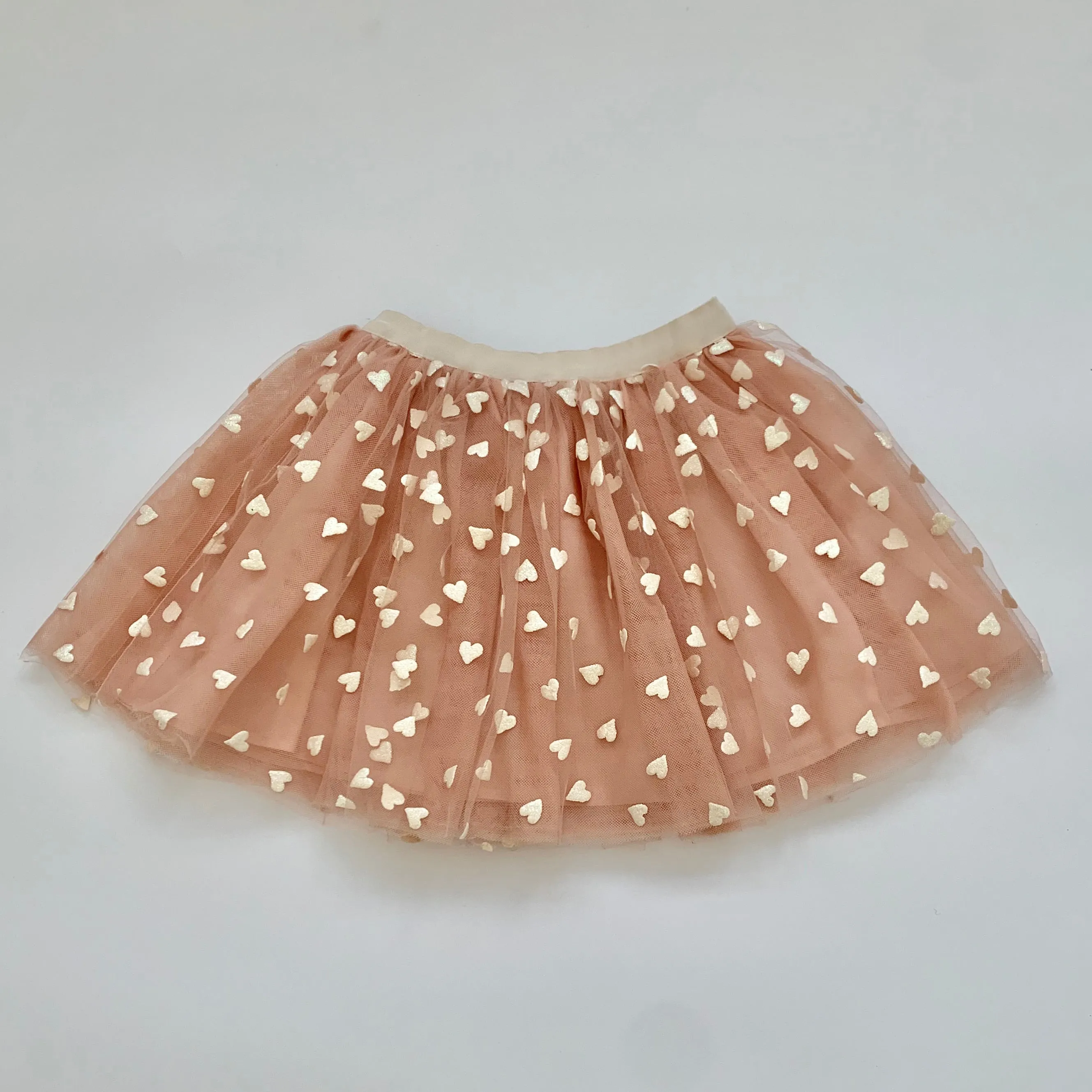 Bonpoint Blush Pink Tulle Skirt With Hearts: 6 Years