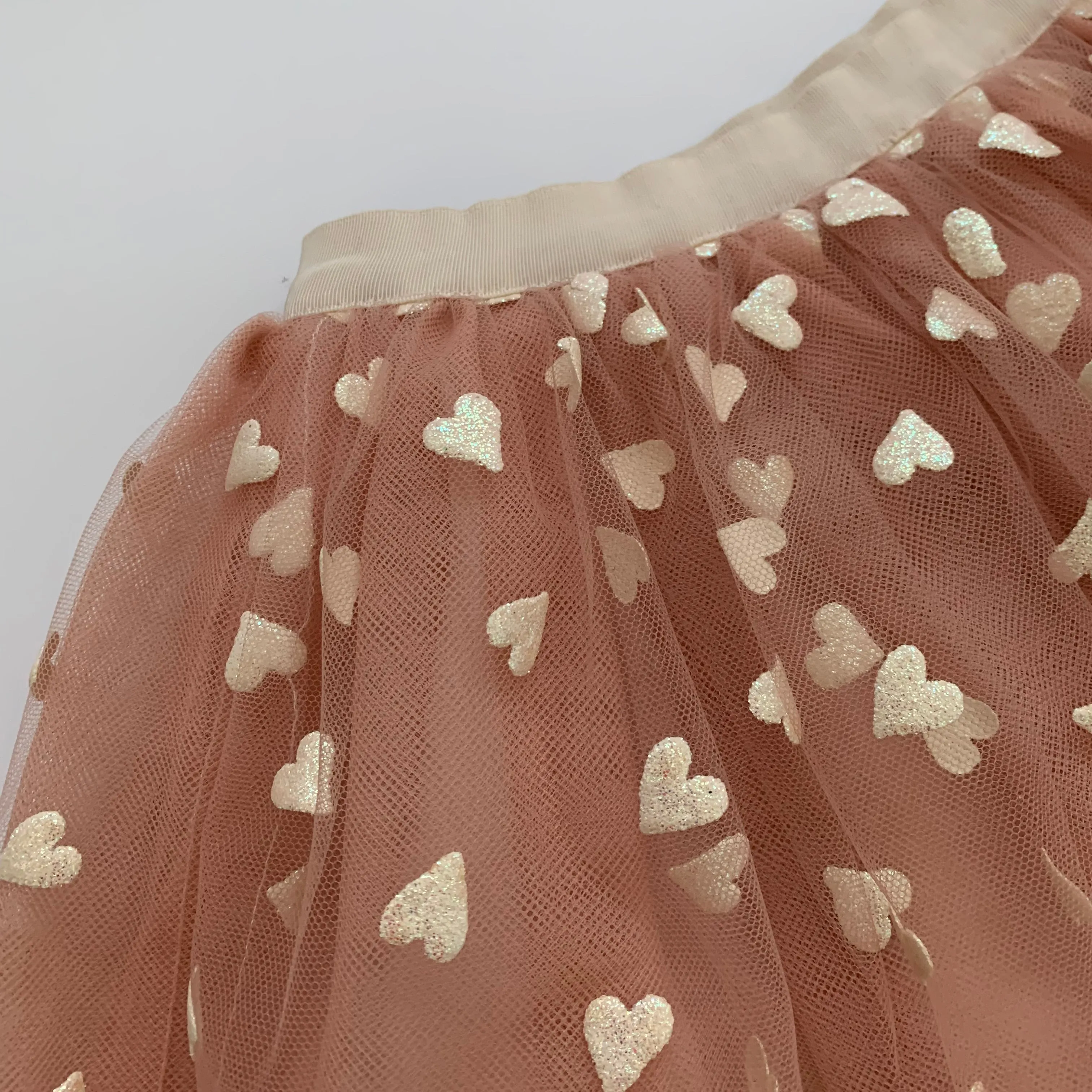 Bonpoint Blush Pink Tulle Skirt With Hearts: 6 Years