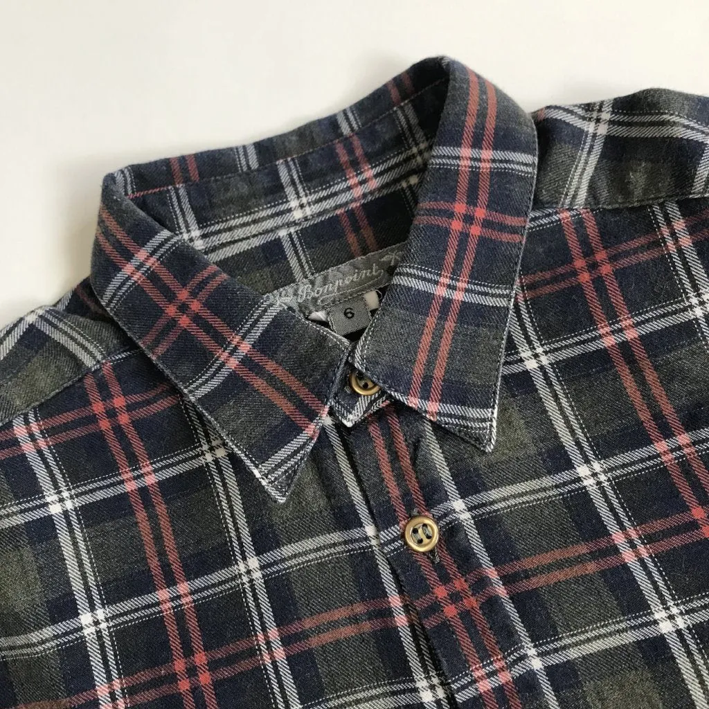 Bonpoint Dark Green, Navy and Red Brushed Cotton Check Shirt: 6 Years