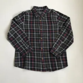 Bonpoint Dark Green, Navy and Red Brushed Cotton Check Shirt: 6 Years