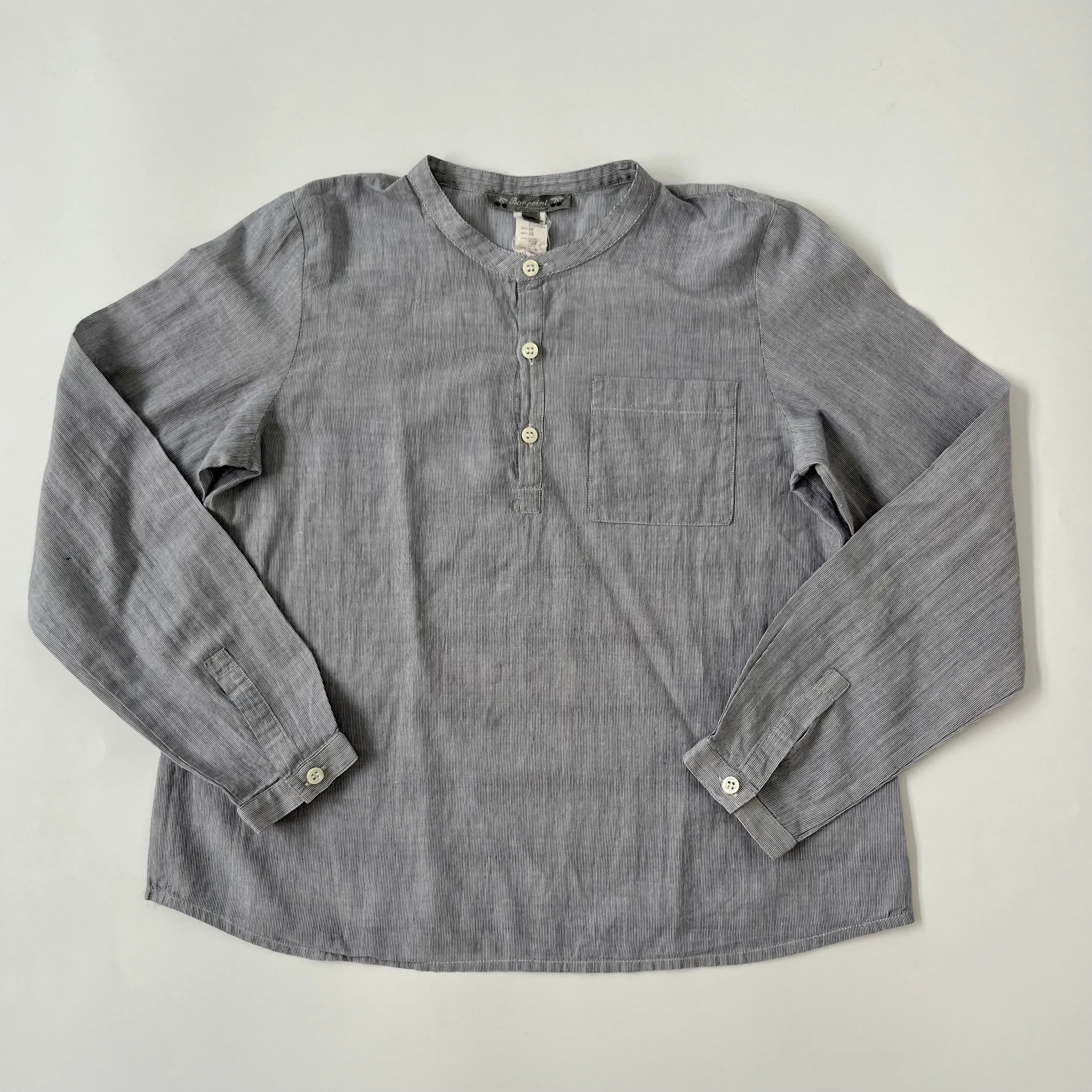 Bonpoint Stripe Collarless Shirt: 8 - 10 Years