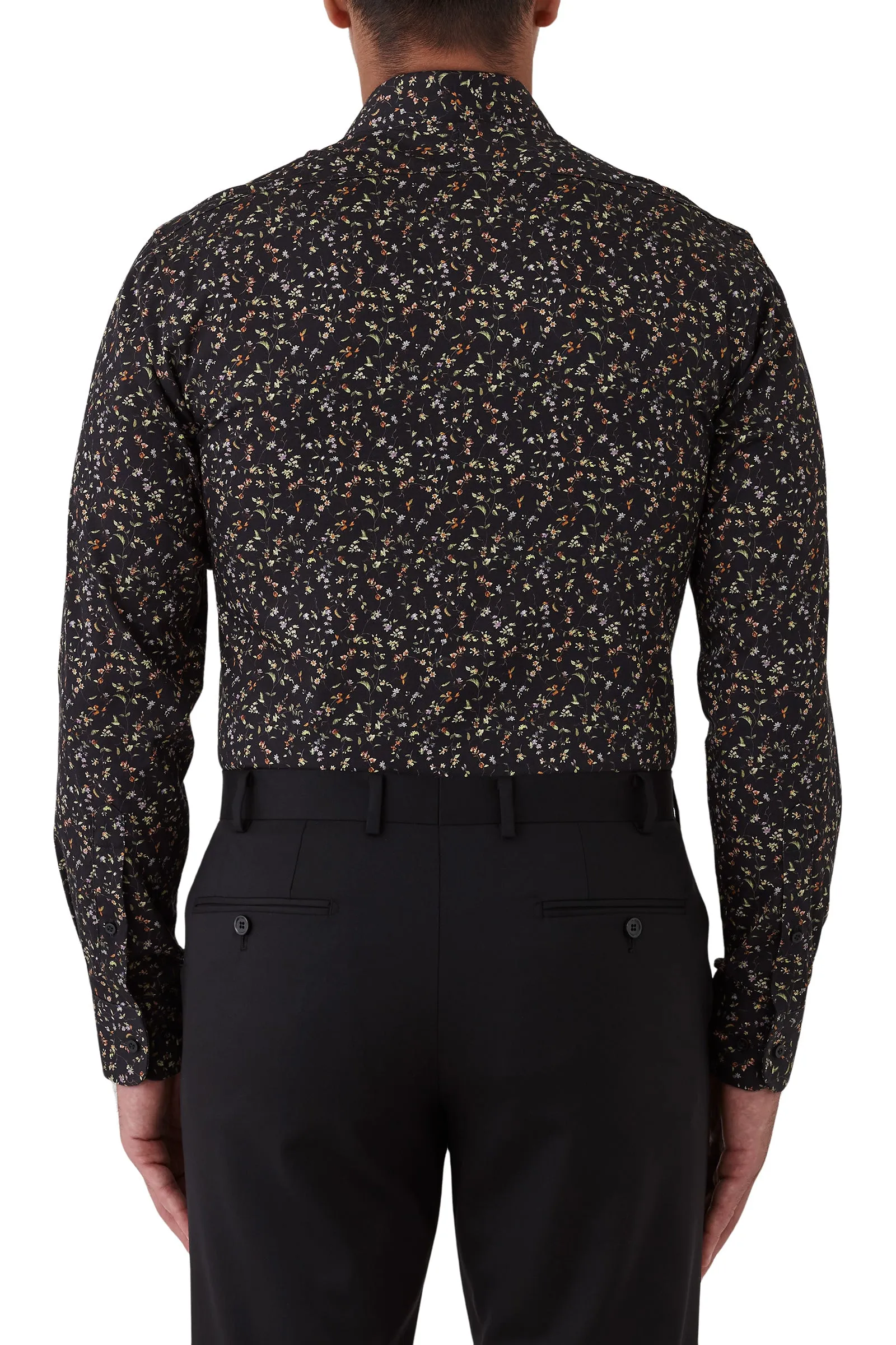 Cambridge - Carlton Shirt - Black Mini Floral