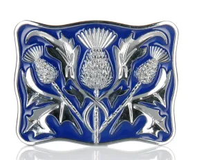 Chrome Blue Enamel Thistle Buckle