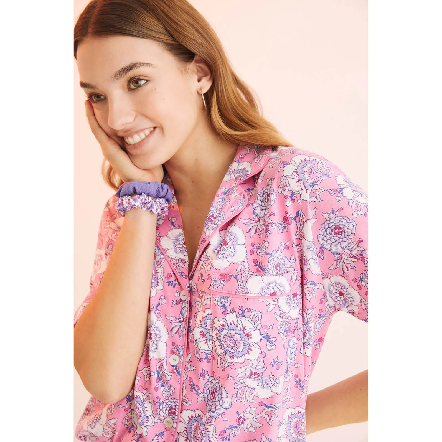 Classic Pink Printed 100% Cotton Pyjamas