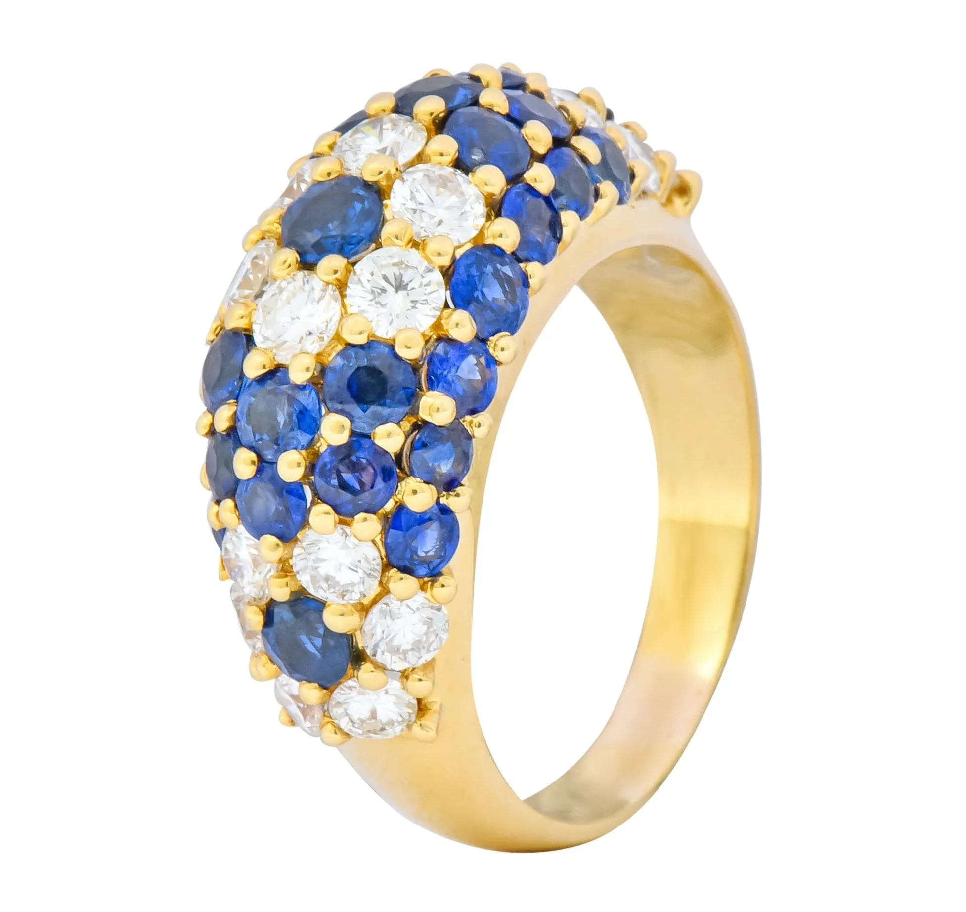 Contemporary 5.06 CTW Sapphire Diamond 18 Karat Gold Bombay Floral Band Ring