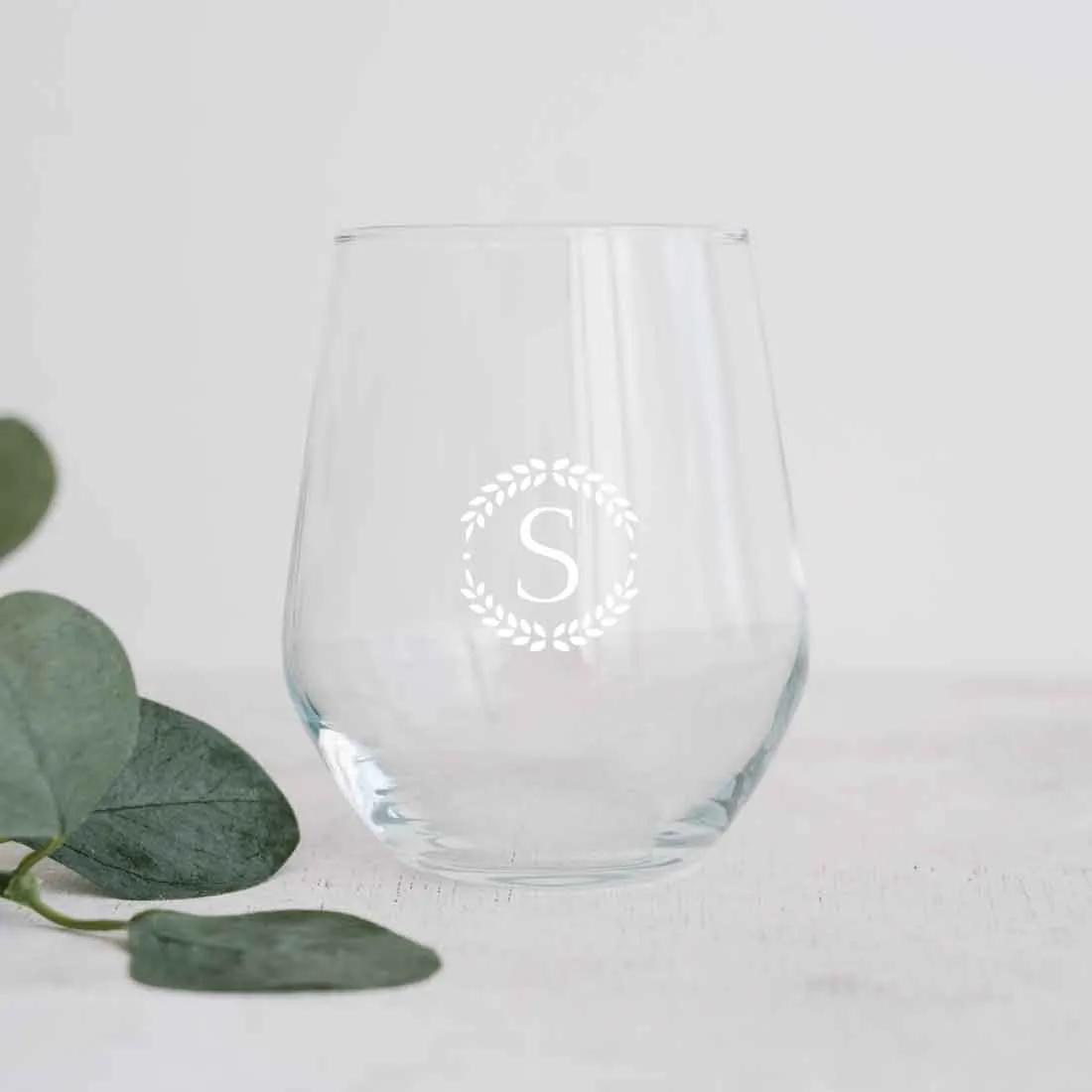 Customised Whiskey Glass with Initial Stemless Wine & Cocktail Glasses 400 ML