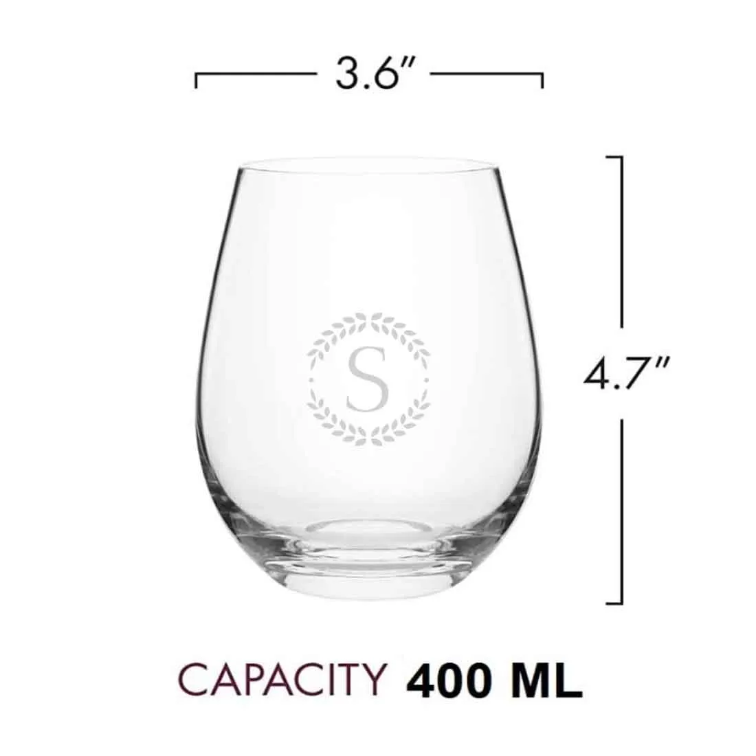 Customised Whiskey Glass with Initial Stemless Wine & Cocktail Glasses 400 ML