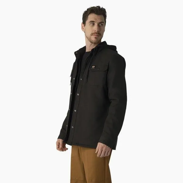 Dickies Skateboarding Canvas Shirt Jacket With Fleece Hood Black