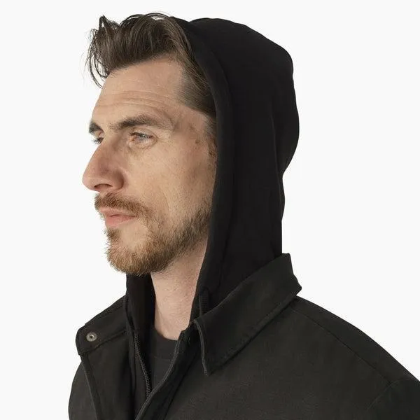 Dickies Skateboarding Canvas Shirt Jacket With Fleece Hood Black