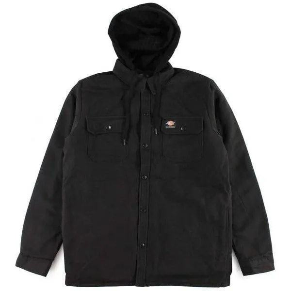 Dickies Skateboarding Canvas Shirt Jacket With Fleece Hood Black