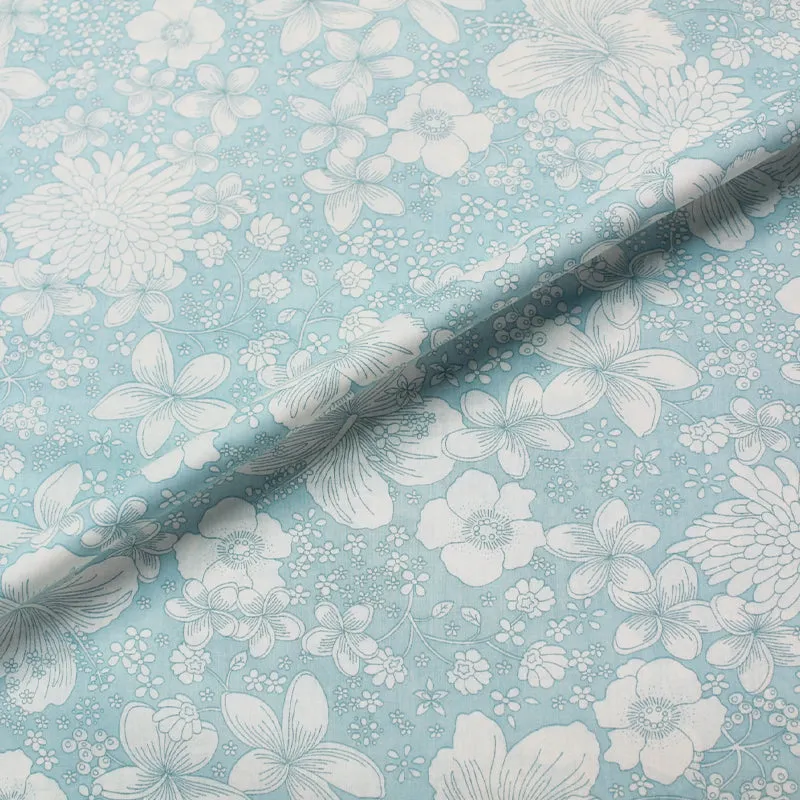 Dressmaking Floral Cotton Lawn - Ice Blue -  Kaimana