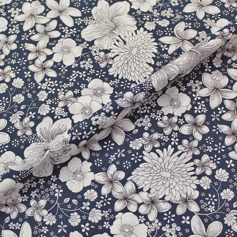 Dressmaking Floral Cotton Lawn - Navy - Kaimana