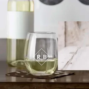 Engraved Wine Glasses with Initial on Stemless Cocktail / Whiskey Glass 400 ML