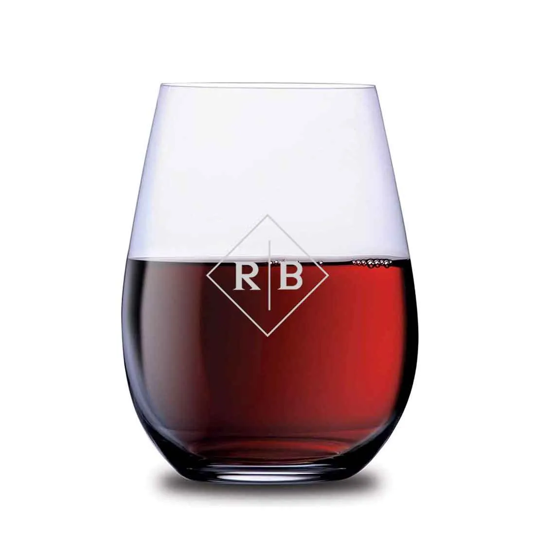 Engraved Wine Glasses with Initial on Stemless Cocktail / Whiskey Glass 400 ML