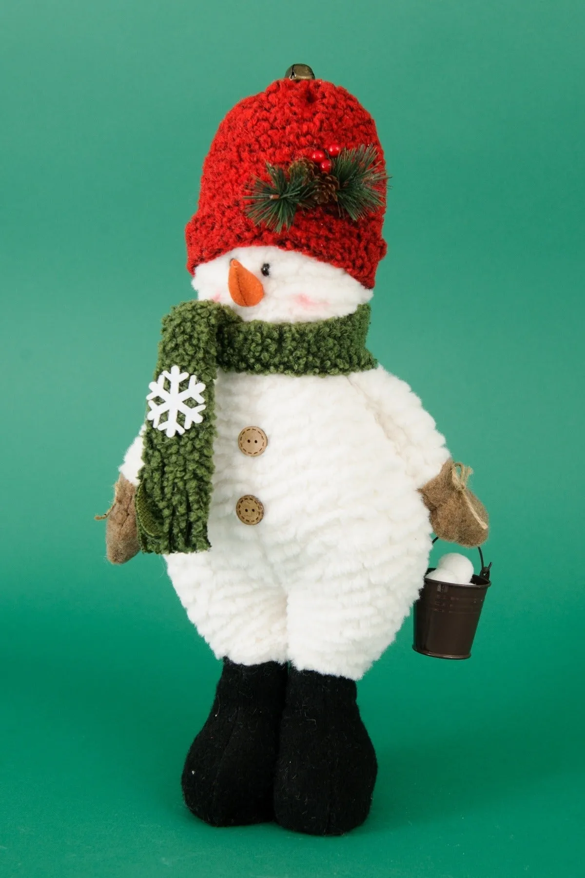 Fabric Standing Snowman Red Hat