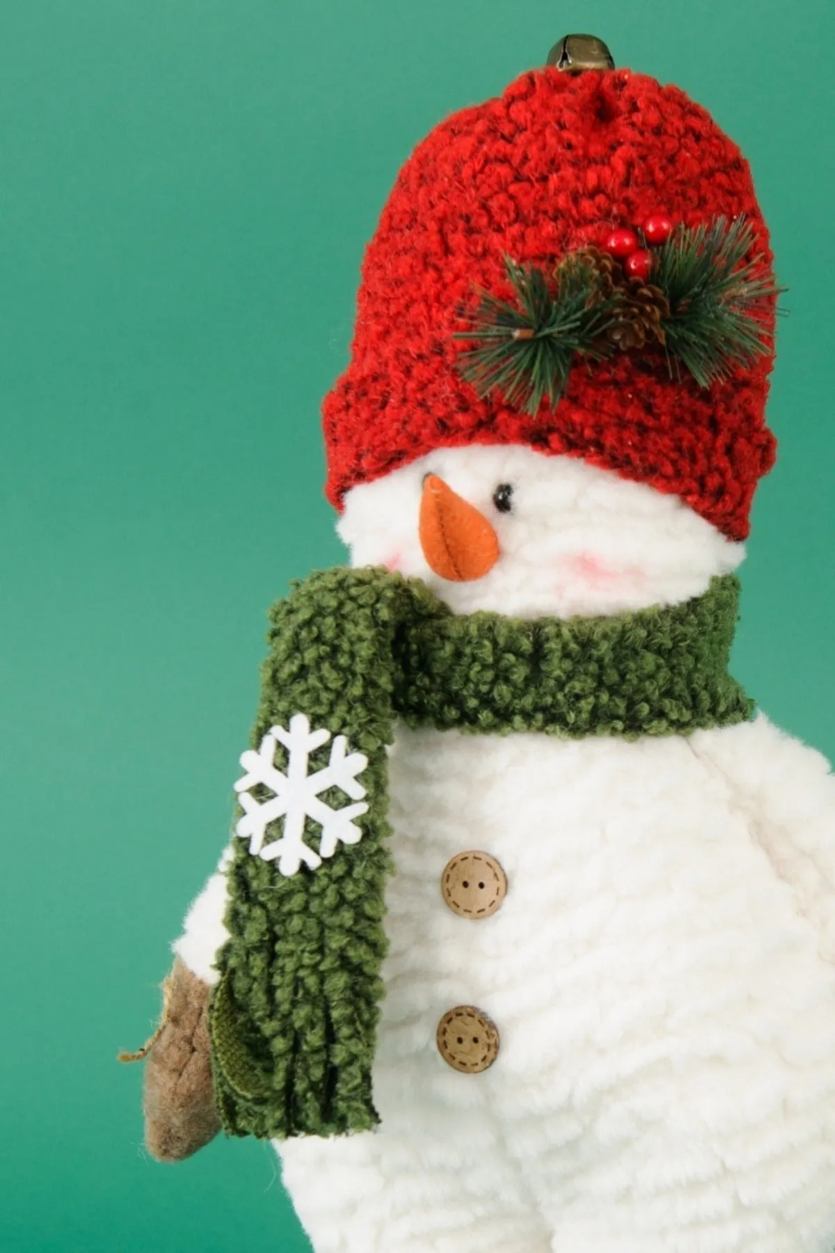 Fabric Standing Snowman Red Hat