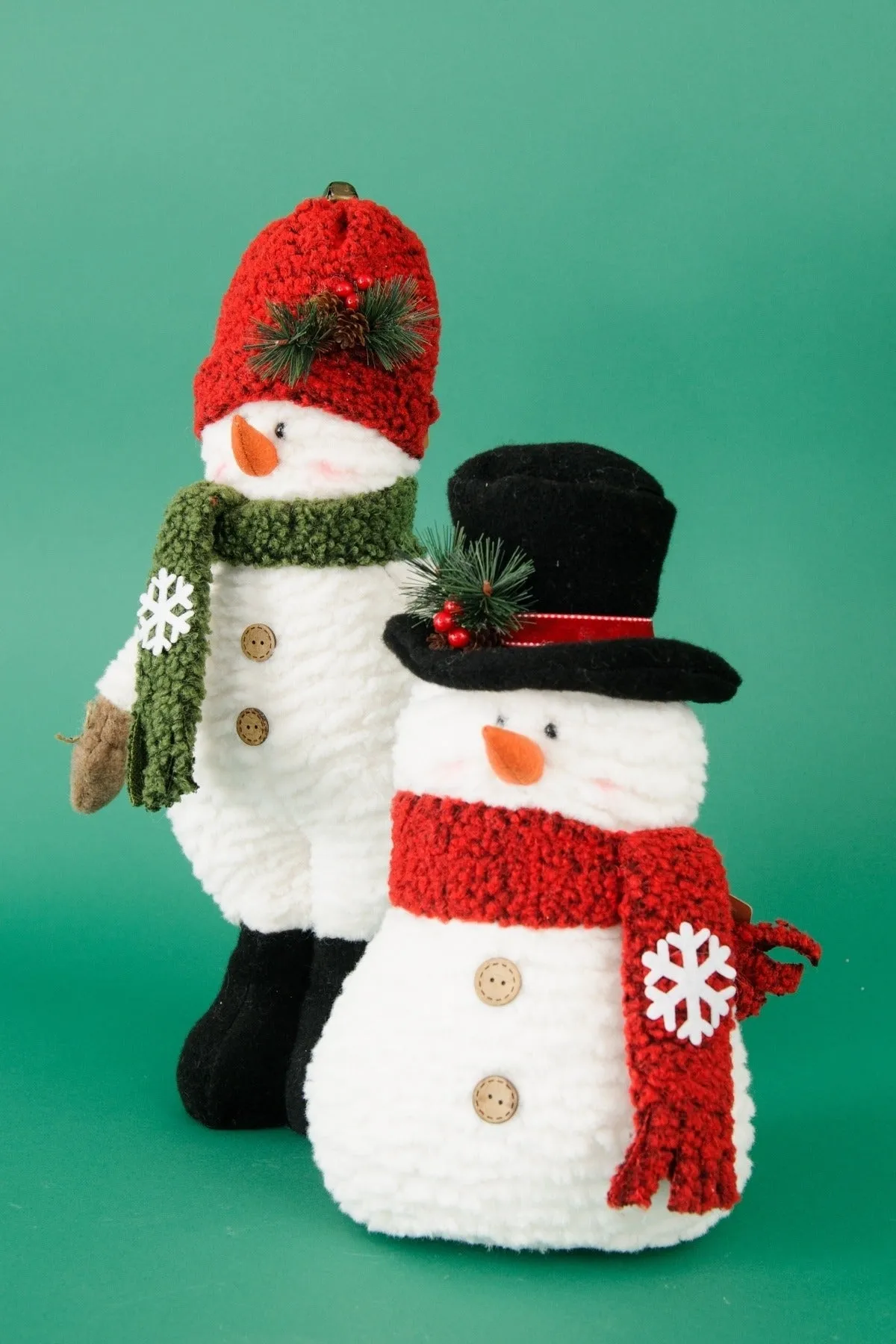 Fabric Standing Snowman Red Hat