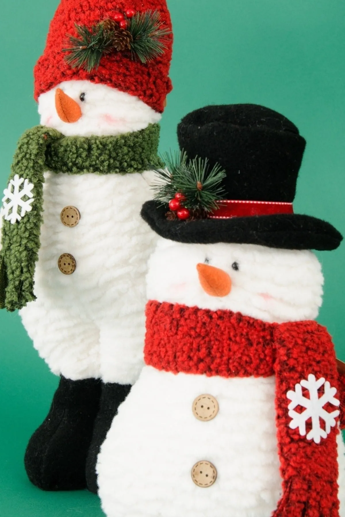 Fabric Standing Snowman Red Hat