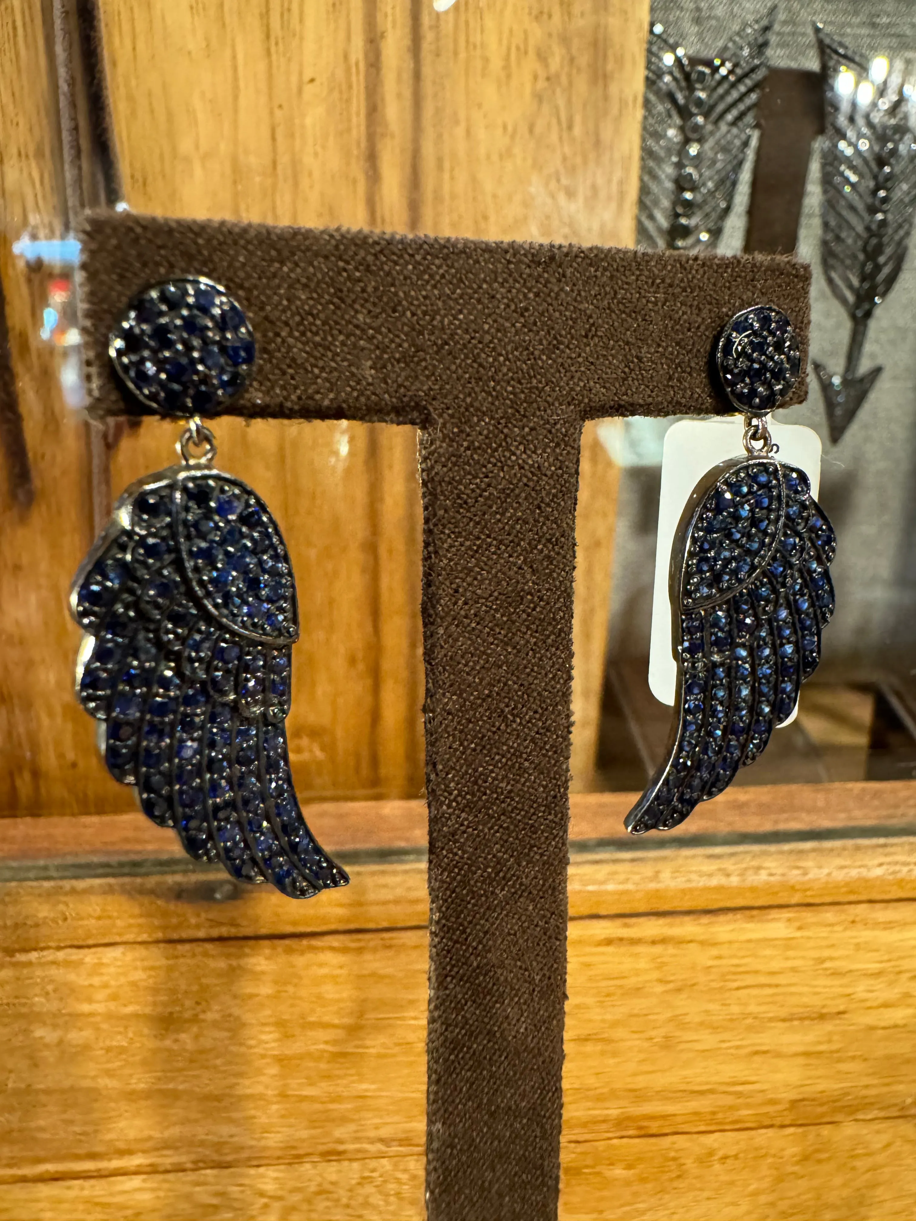 Feather Blue Sapphire Earrings