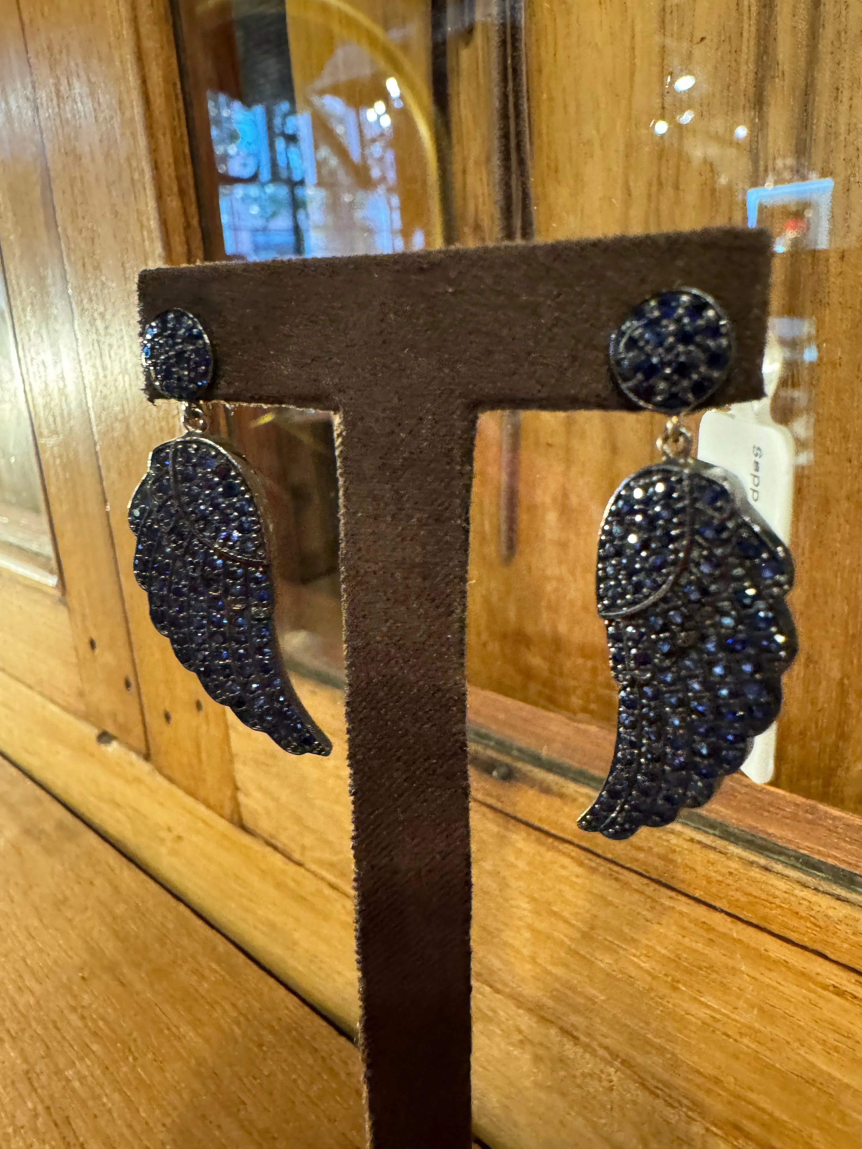 Feather Blue Sapphire Earrings