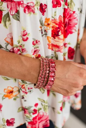 Feeling Like A Princess Bracelet Set- Fuchsia