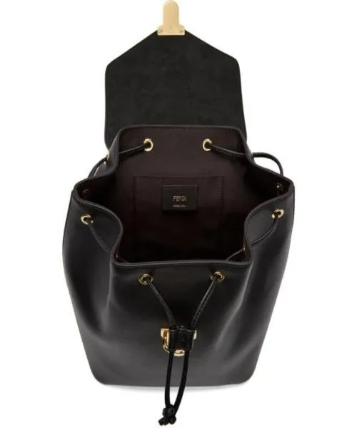 Fendi Black Leather Backpack