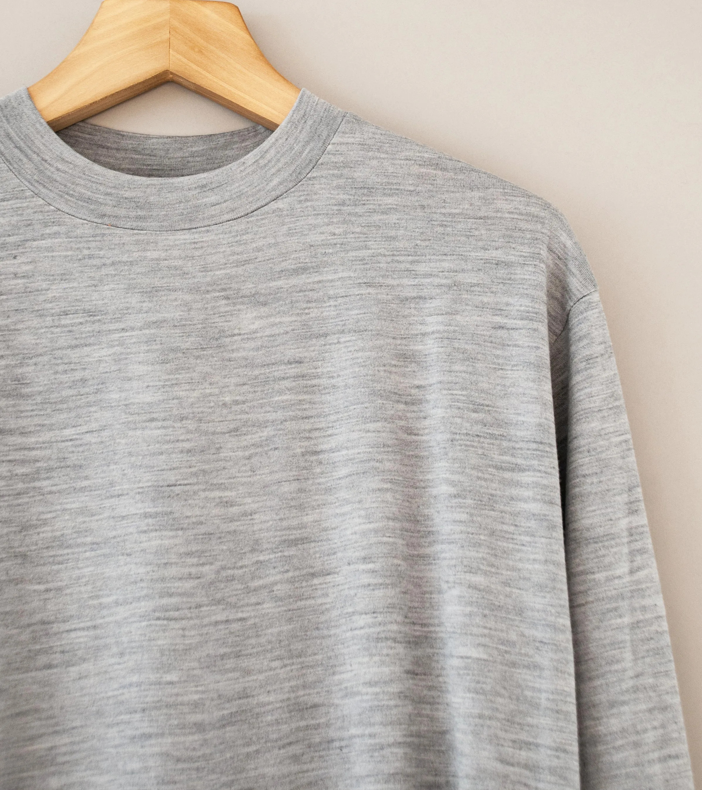 Fil Melange 'Woods Long Sleeve Pullover' (Light Grey Melange Wool)