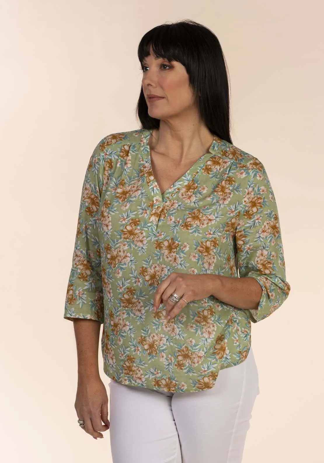 Floral Print Blouse - Green