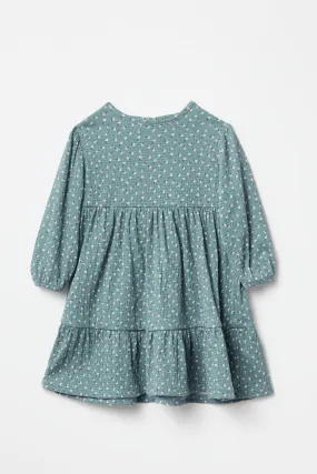 Floral Tiered Dress - Green