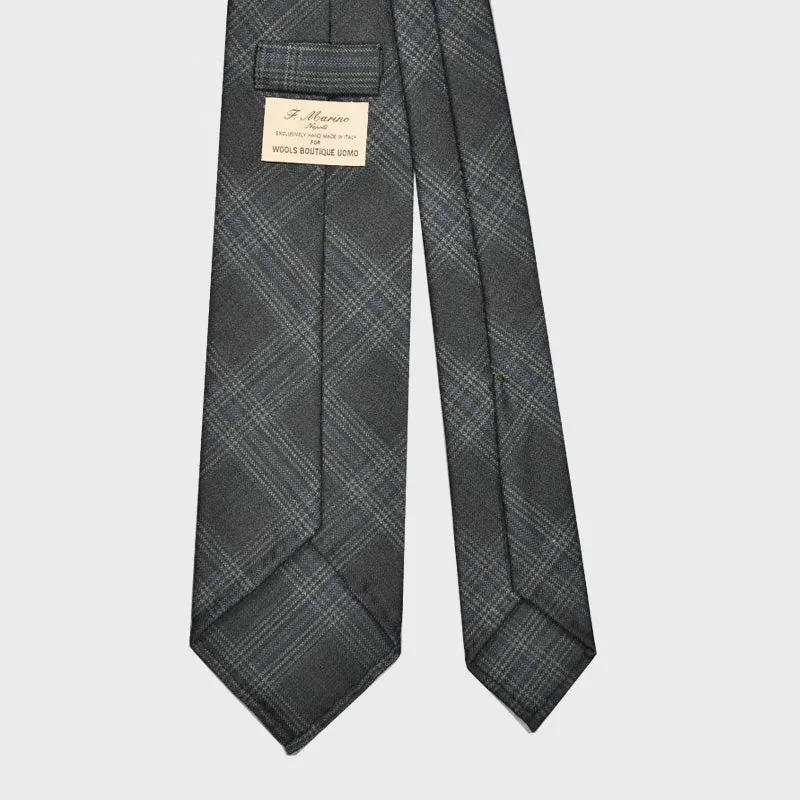 F.Marino Handmade Wool Tie 3 Folds Prince of Wales Anthracite