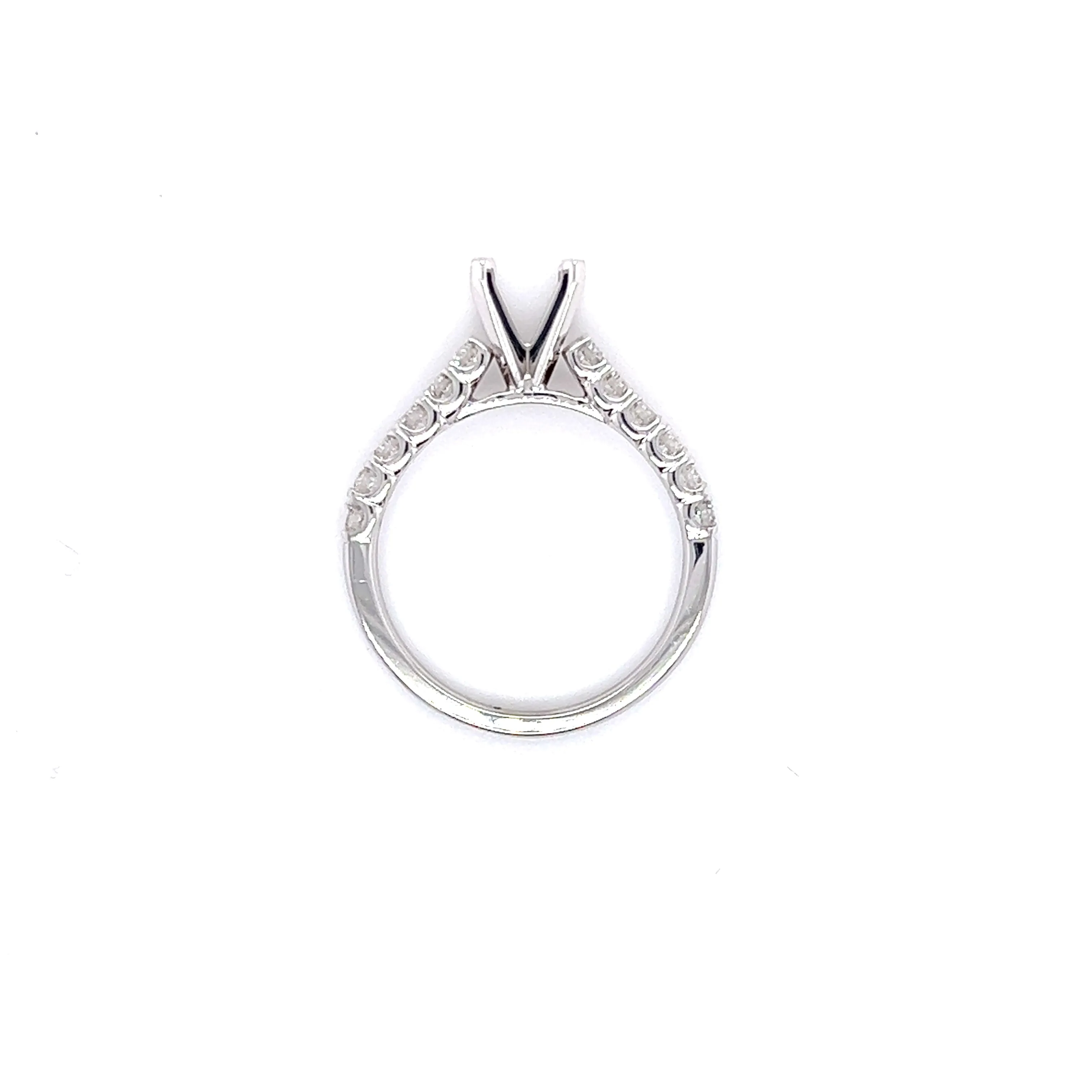 Four Prong Ring Setting with 0.47ctw of Side Diamonds in 14K White Gold