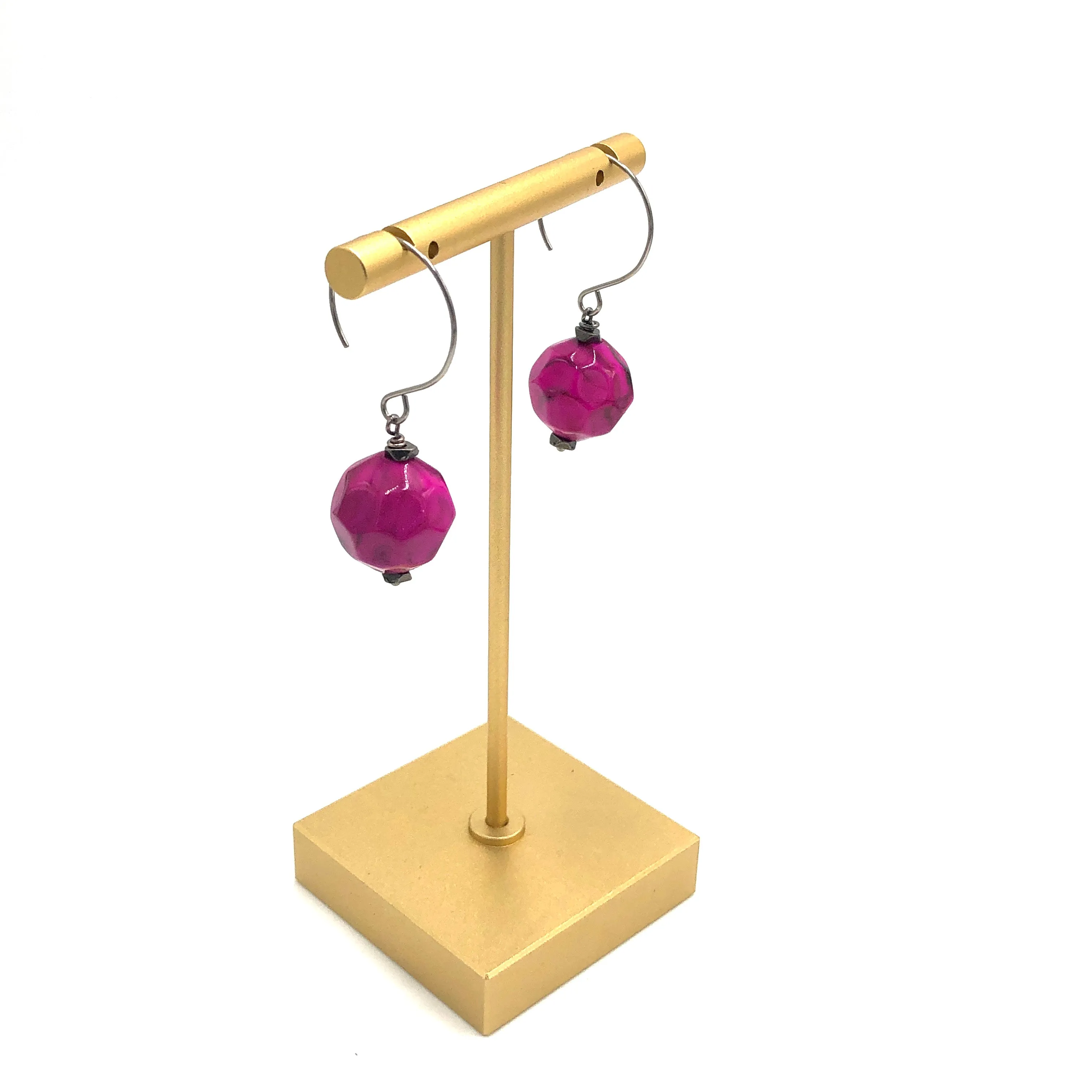 Fuchsia Boulder Drop Earrings