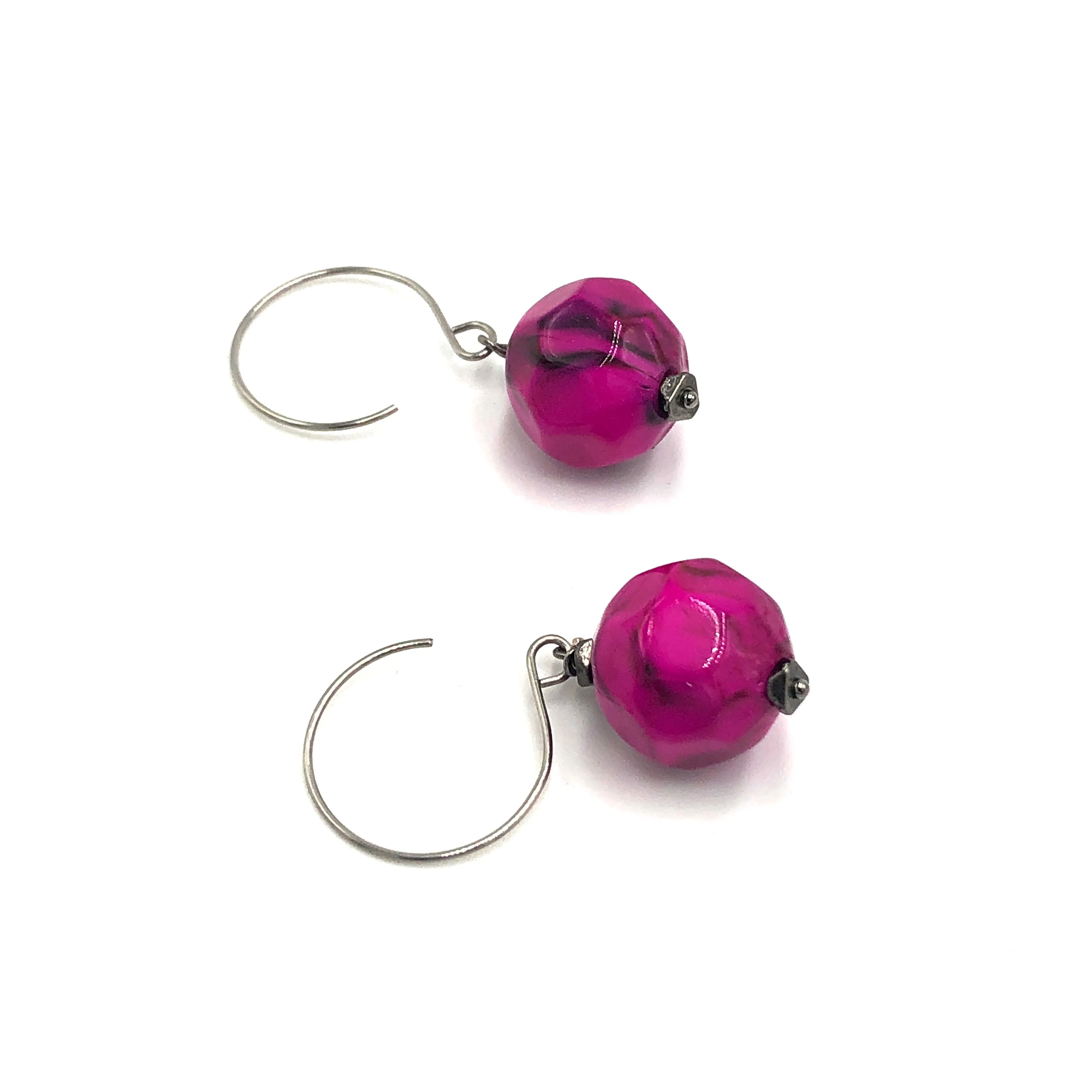 Fuchsia Boulder Drop Earrings